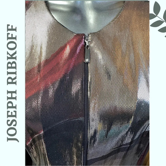 Joseph Ribkoff Jacket Iridescent Metallic Zipper Front Evening Jacket Gold Sz 10 - Picture 6 of 7